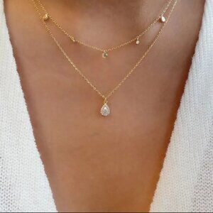 NWT Boutique Gold & Silver Diamond Rhinestone 2 Tier Chain Necklace Jewelry